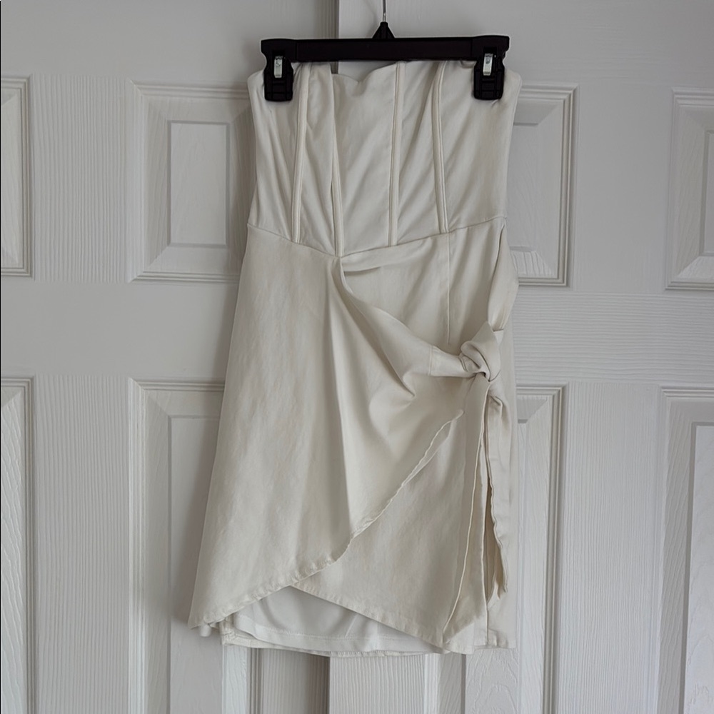 Hello Molly Cream Wrap Mini Skirt Asymmetrical Tie Front